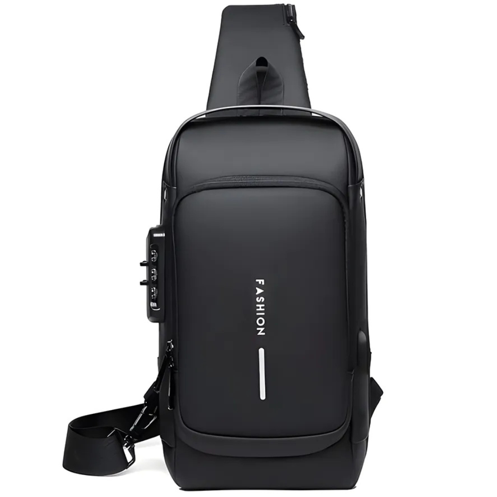 Fashion Sling Bag With Combination Lock - USB Charging Port, Water Proof Crossbody Unisex Chest Bag