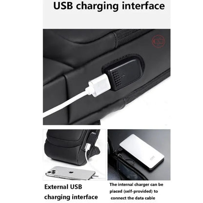 Fashion Men Sling Bag Pack with Lock Waterproof Anti-Theft Chest Bag