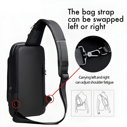 Fashion Sling Bag With Combination Lock - USB Charging Port, Water Proof Crossbody Unisex Chest Bag