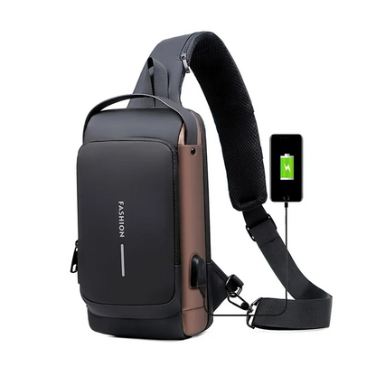 Fashion Sling Bag With Combination Lock - USB Charging Port, Water Proof Crossbody Unisex Chest Bag