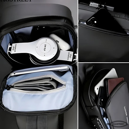 Fashion Sling Bag With Combination Lock - USB Charging Port, Water Proof Crossbody Unisex Chest Bag