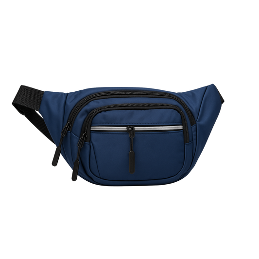 Compact Navy Blue Fanny Waist Bag – Everyday Carry with Multiple Zippered Pockets